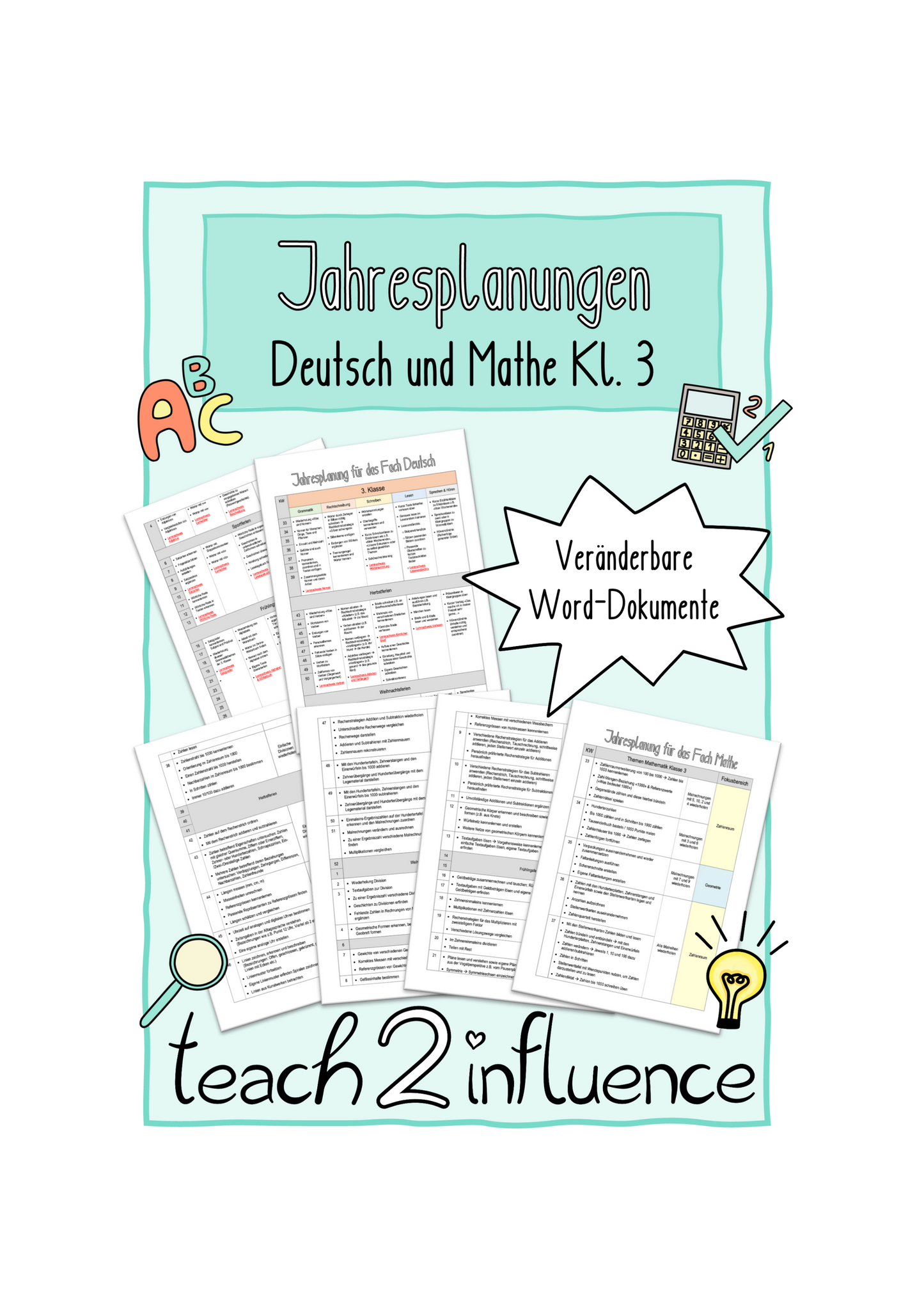 Jahresplanungen - Deutsch und Mathe Kl. 3