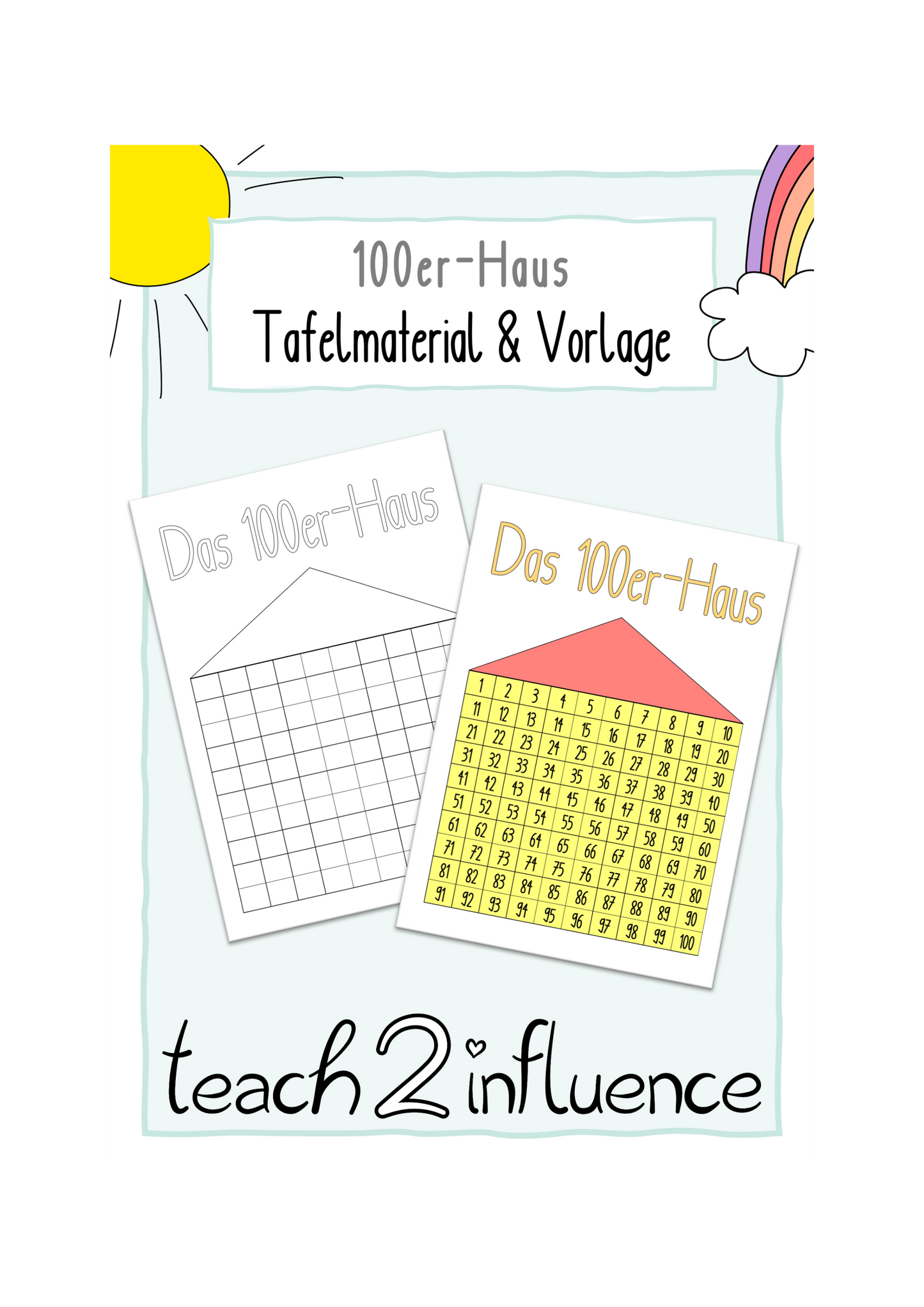 100er-Haus - Tafelmaterial & Vorlage