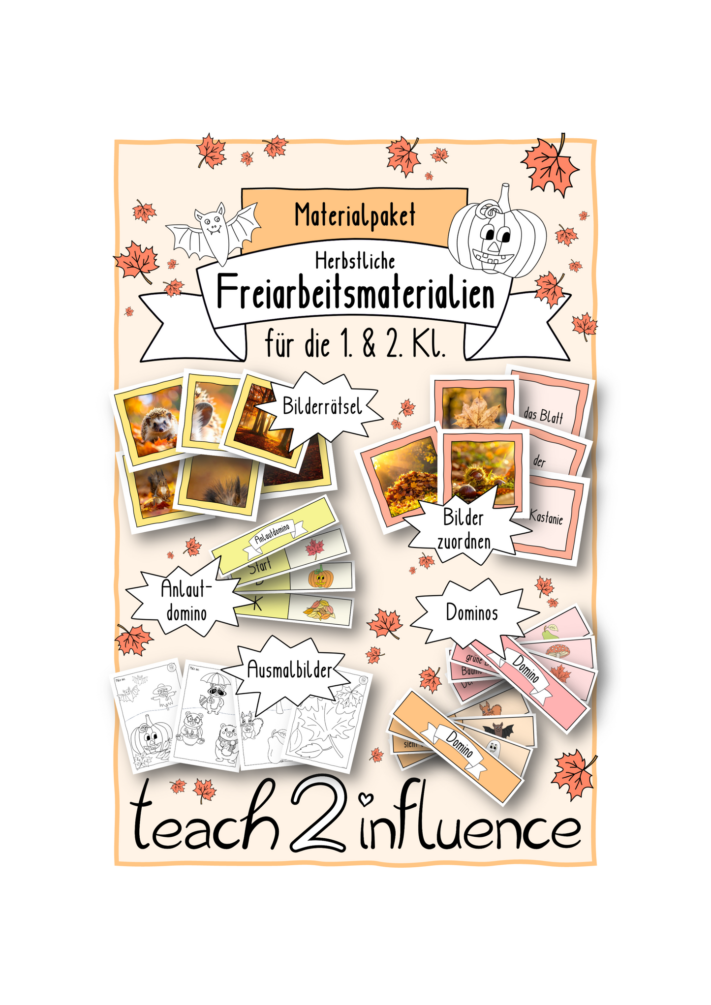 Materialpaket - Herbstliche Freiarbeitsmaterialien für die 1. & 2. Kl.