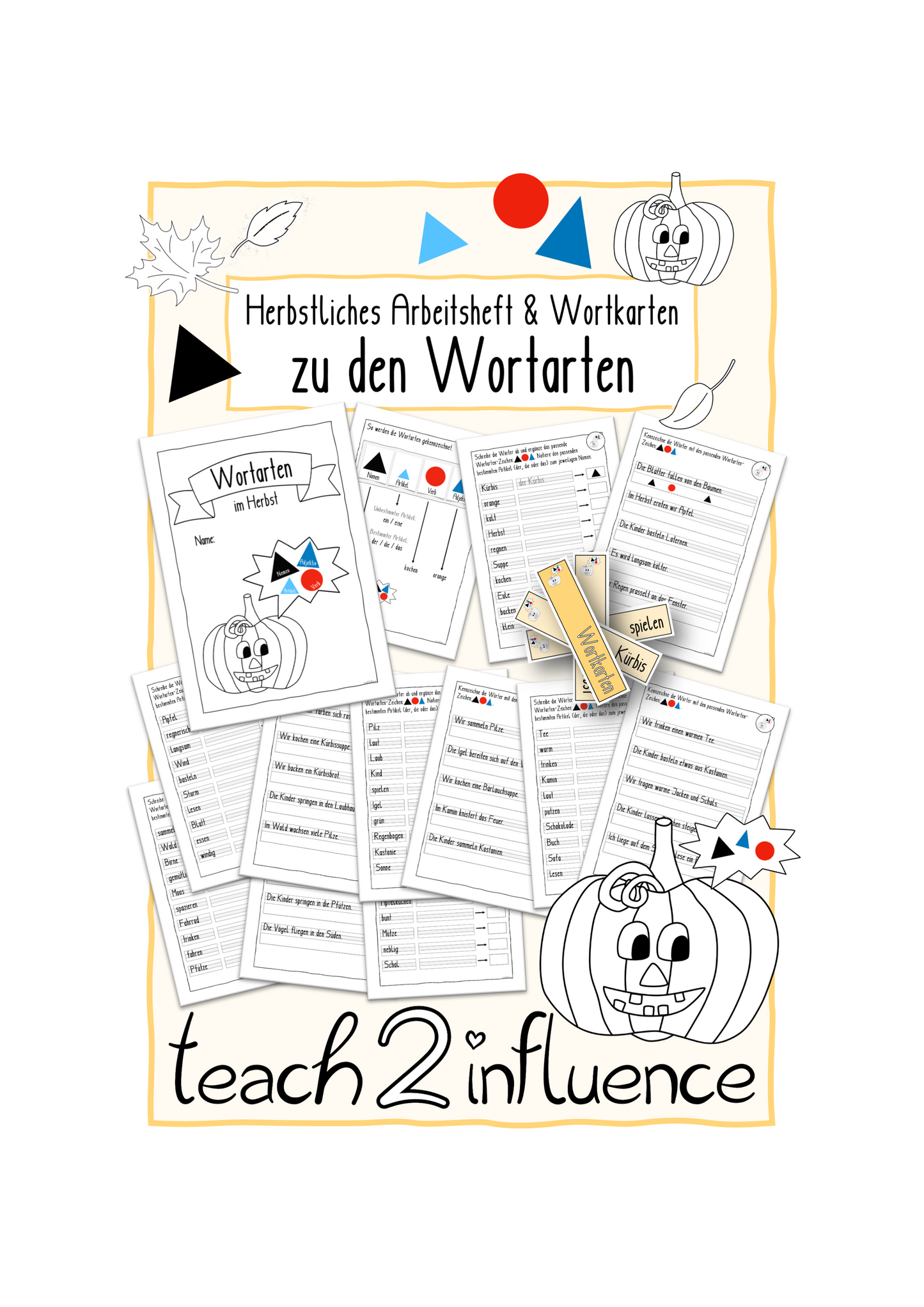 Herbstliches Arbeitsheft & Wortkarten zu den Wortarten