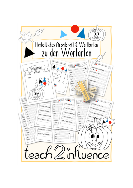 Herbstliches Arbeitsheft & Wortkarten zu den Wortarten