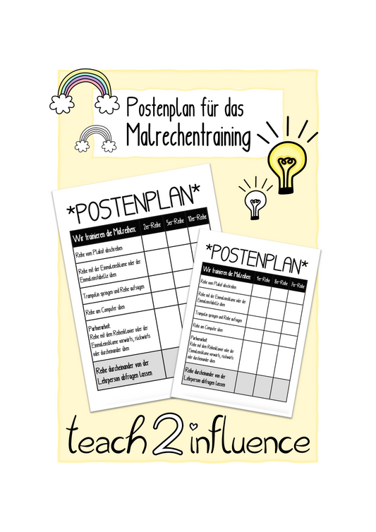 Postenplan für das Malrechentraining