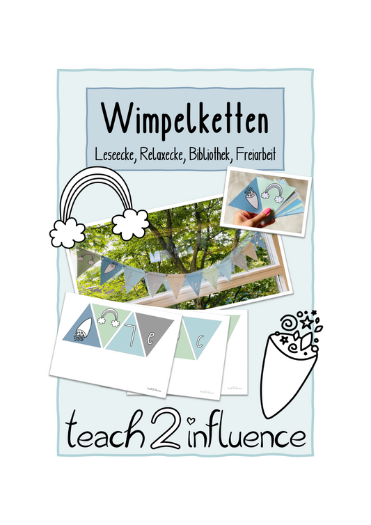 Wimpelketten - Leseecke, Relaxecke, Bibliothek, Freiarbeit