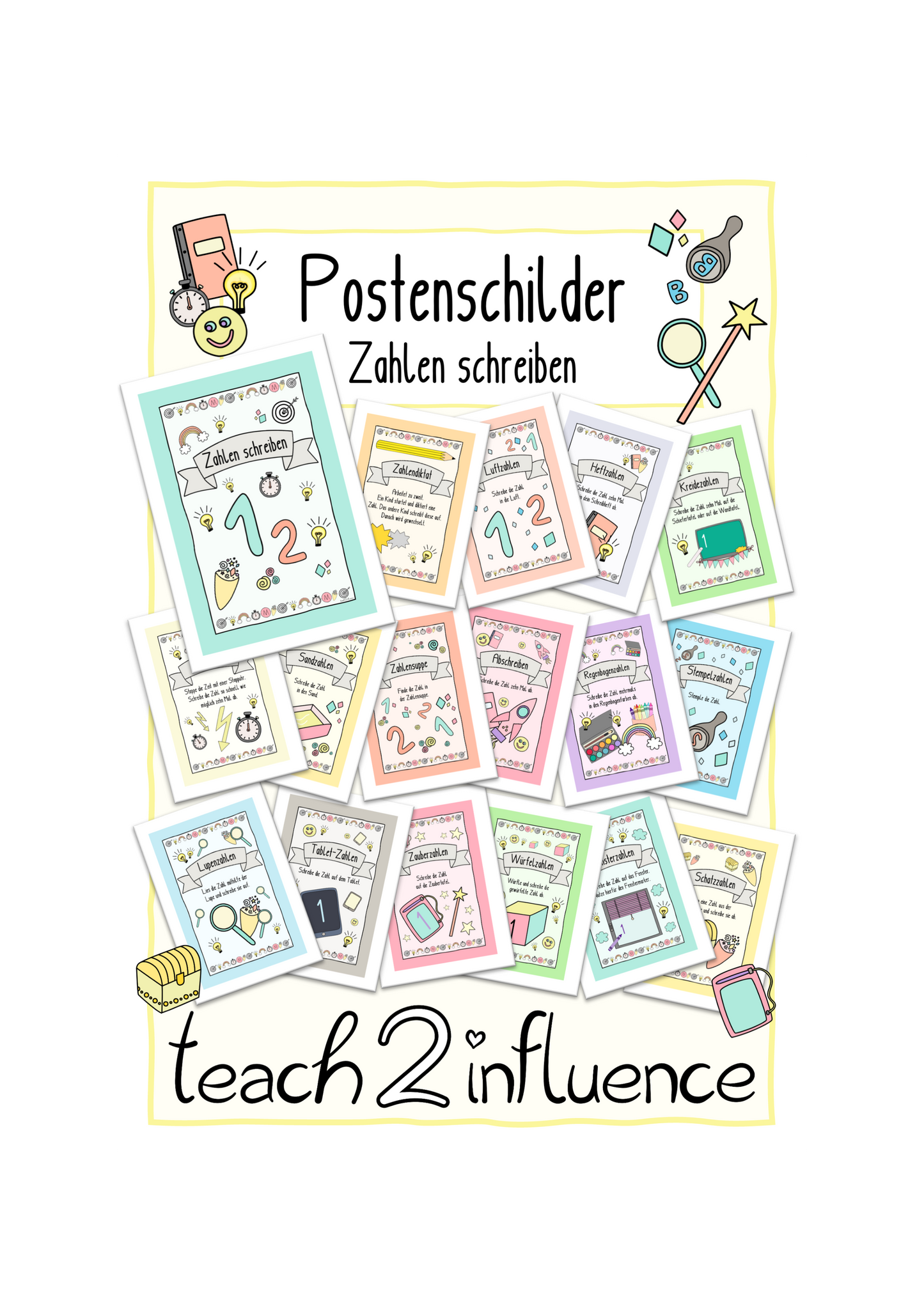 Postenschilder Zahlen schreiben